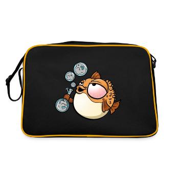Weed Smoking Puffer Fish - Retro Bag - black/gold - Back