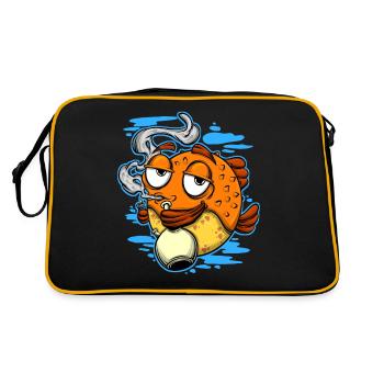 Weed Smoking Puffer Fish - Retro Bag - black/gold - Back