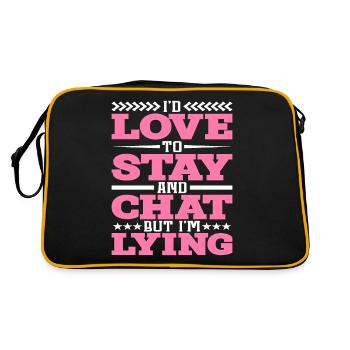 I'd Love To Stay And Chat But I'm Lying - Retro Tasche - Schwarz/Gold - Hinten
