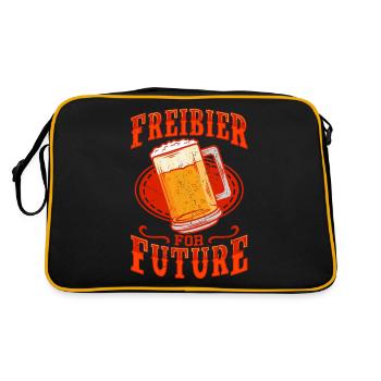 Biertrinker Freibier For Future - Retro Tasche - Schwarz/Gold - Hinten