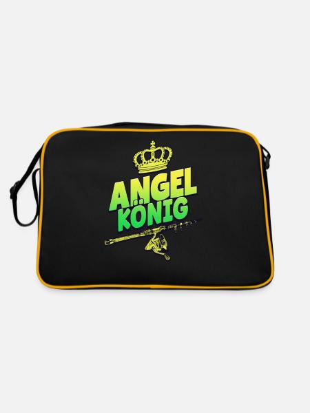 Angeln Angler - Retro Tasche - Schwarz/Gold