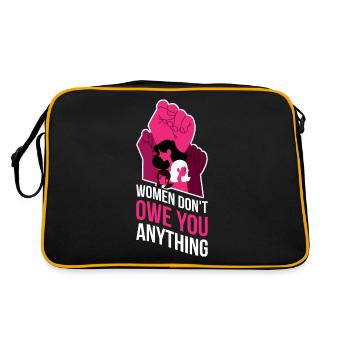 Women Dont Owe You Feminismus Geschenk - Retro Tasche - Schwarz/Gold - Hinten