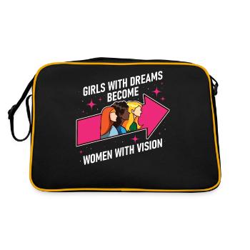 Girls With Dreams Feminismus Geschenk - Retro Tasche - Schwarz/Gold - Hinten