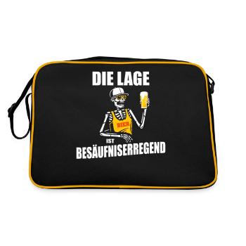 Die Lage ist Besäufniserregend Bier Skelett - Retro Tasche - Schwarz/Gold - Hinten