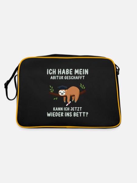 Abitur Geschafft Wieder Bett Abiturient Geschenk - Retro Tasche - Schwarz/Gold - Hinten
