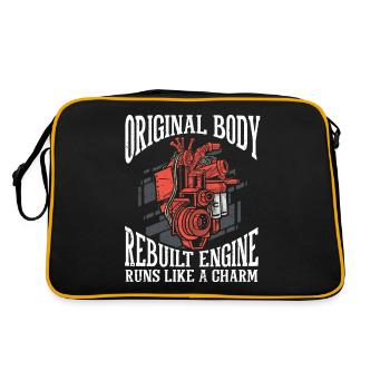 Herz Operation OP Transplantation Reha Sprüche - Retro Tasche - Schwarz/Gold - Hinten