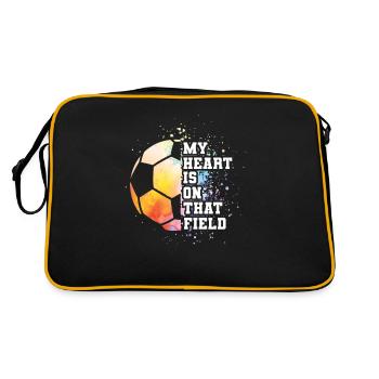 Fußballmama Fußball Mutter Sprüche Torwart Stürmer - Retro Tasche - Schwarz/Gold - Hinten