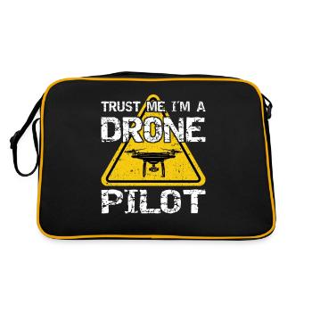 Drohne mit Warnschild Drohnenflieger - Retro Tasche - Schwarz/Gold - Hinten
