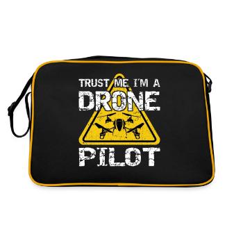 Drohne mit Warnschild Drohnenflieger - Retro Tasche - Schwarz/Gold - Hinten