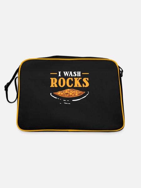I Wash Rocks Gold Panning Gold Prospector - Retro Tasche - Schwarz/Gold - Hinten