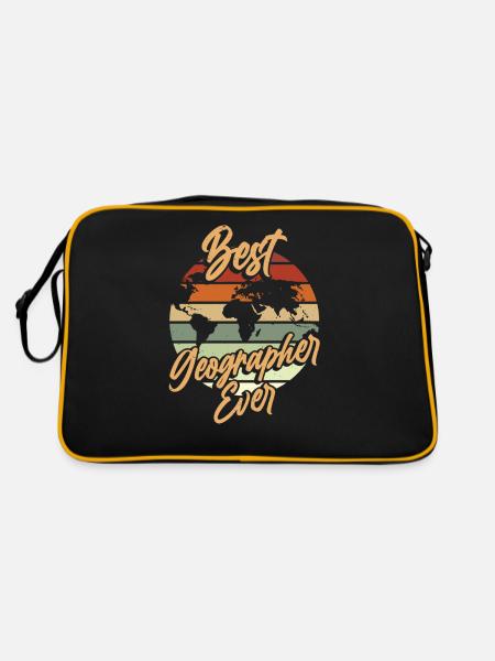 Bester Geograph Aller Zeiten Geographie Beruf - Retro Tasche - Schwarz/Gold - Hinten