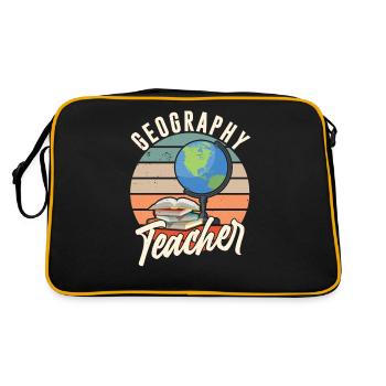 Geografielehrer Geographie Geograph Beruf - Retro Tasche - Schwarz/Gold - Hinten
