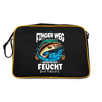 Finger Weg Von Meiner Rute Angeln Angler - Retro Tasche - Schwarz/Gold - Hinten