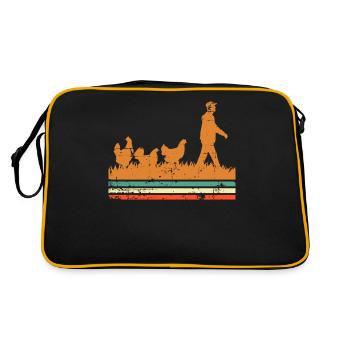Huhn Hühner - Retro Tasche - Schwarz/Gold - Hinten