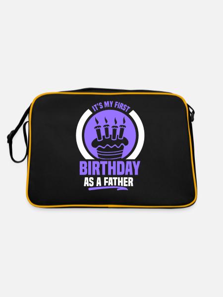 Es Ist Mein Erster Geburtstag Als Vater Papa Papi - Retro Tasche - Schwarz/Gold - Hinten