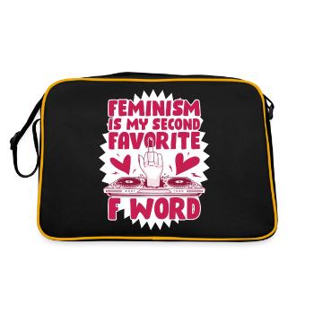 Feminism Favorite F Word Feminismus Geschenk - Retro Tasche - Schwarz/Gold - Hinten