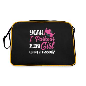 Parkour Girl Run Jump Flip Freerunning Acrobatics - Retro Bag - black/gold - Back
