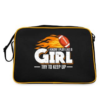 I Know I Play Like A Girl Try To Keep Up Football - Retro Bag - black/gold - Back