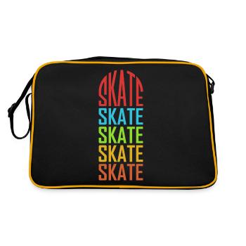 Skateboarder Skateboard Skate Pattern - Sac Retro - noir/or - Dos