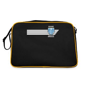 Griechenland Hellas Greece Griechisches Fussball - Retro Tasche - Schwarz/Gold - Hinten