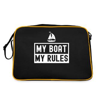 My Boat My Rules Ship Boating Yacht - Retro Bag - black/gold - Back