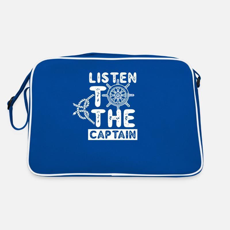 Höre Auf Den Kapitän Yacht Bootfahren Boot Schiff Retro Tasche