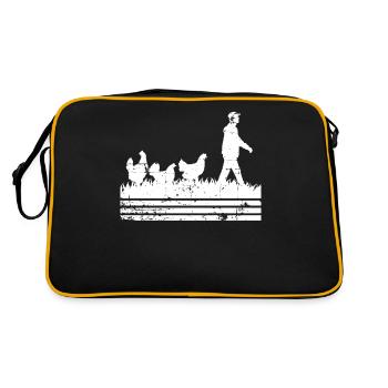 Huhn Hühner - Retro Tasche - Schwarz/Gold - Hinten