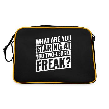 Was Starrst Du An, Du Zweibeiniger Freak? - Retro Tasche - Schwarz/Gold - Hinten