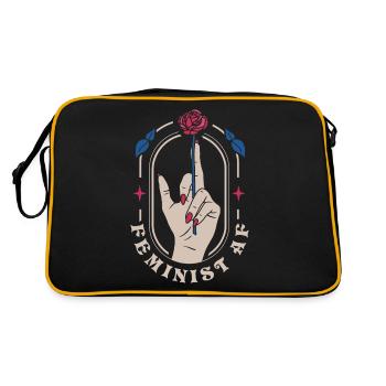 Feminist AF Feminismus Geschenk - Retro Tasche - Schwarz/Gold - Hinten