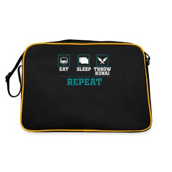 Eat Sleep Throw Repeat Funny Knife Kunai Throw - Retro Tasche - Schwarz/Gold - Hinten