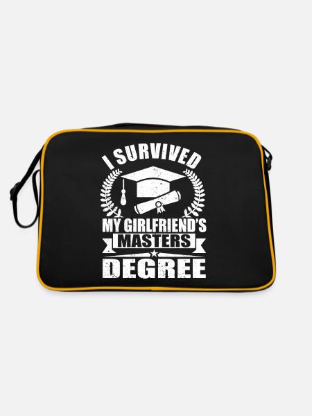I Survived My Girlfriend's Master Degree Graduate - Retro Bag - black/gold - Back
