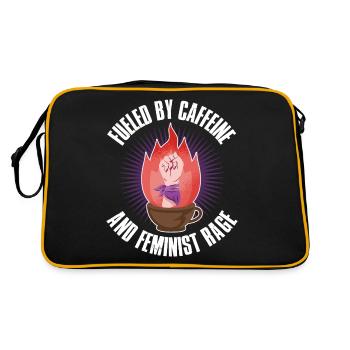 Caffeine And Feminist Rage Feminismus Geschenk - Retro Tasche - Schwarz/Gold - Hinten