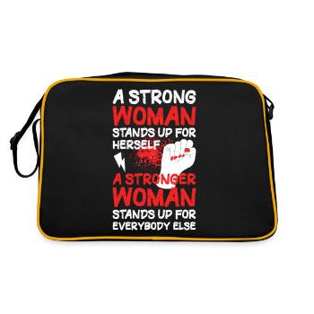 A Strong Woman Feminismus Geschenk - Retro Tasche - Schwarz/Gold - Hinten