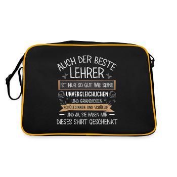Beste Lehrer Geschenk Schule Schüler Klassenlehrer - Retro Tasche - Schwarz/Gold - Hinten