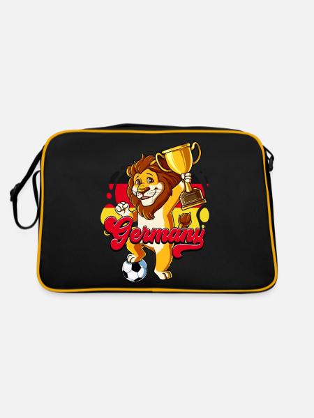 Deutschland Fußball - Retro Tasche - Schwarz/Gold - Hinten