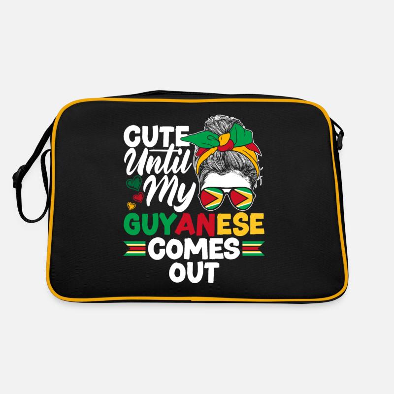 Guyana Guyana Guyana Drapeau mignon jusqu’à mon - Sac Retro - noir/or