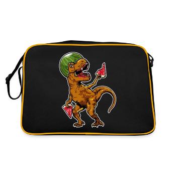 T-Rex Pastèque Dino Dinosaure Melon Été - Sac Retro - noir/or - Dos