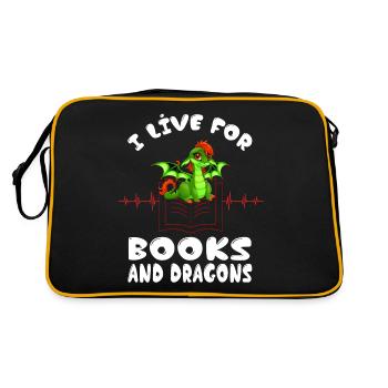 Je vis pour les livres et les dragons Heartbeat Library - Sac Retro - noir/or - Dos
