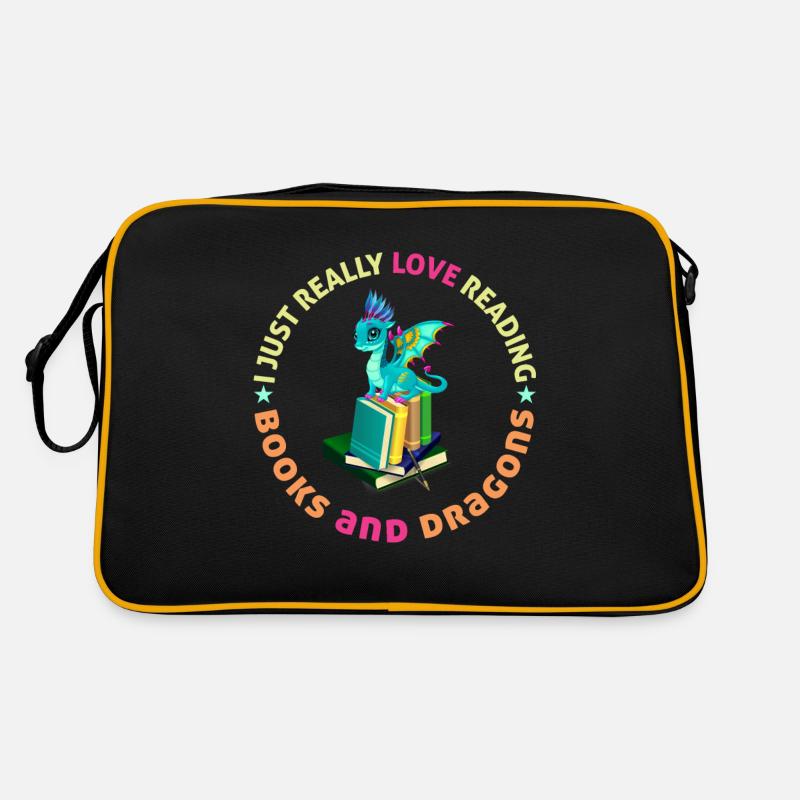 I just love reading books and dragons Retro Bag