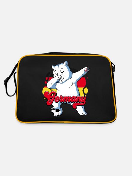 Deutschland Fußball - Retro Tasche - Schwarz/Gold - Hinten
