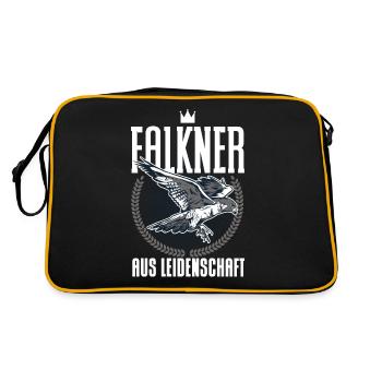 Greifvogel Beizjagd Spruch Falkner Vogelfreunde - Retro Tasche - Schwarz/Gold - Hinten