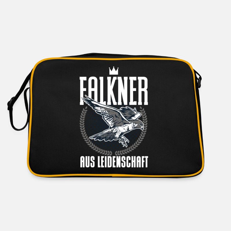 Greifvogel Beizjagd Spruch Falkner Vogelfreunde - Retro Tasche - Schwarz/Gold