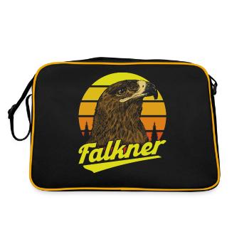 Greifvogel Beizjagd Spruch Falkner Vogelfreunde - Retro Tasche - Schwarz/Gold - Hinten