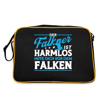 Greifvogel Beizjagd Spruch Falkner Vogelfreunde - Retro Tasche - Schwarz/Gold - Hinten