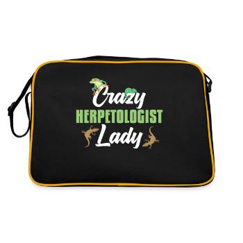 Crazy herpetologist Lady Reptiles Amphibians - Retro Bag - black/gold - Back