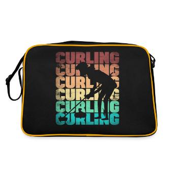 Curling Player Silhouette for a Curler - Retro Bag - black/gold - Back