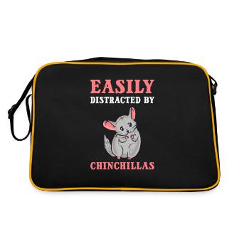 Easily Distracted By Chinchillas Chinchilla Pet - Retro Bag - black/gold - Back