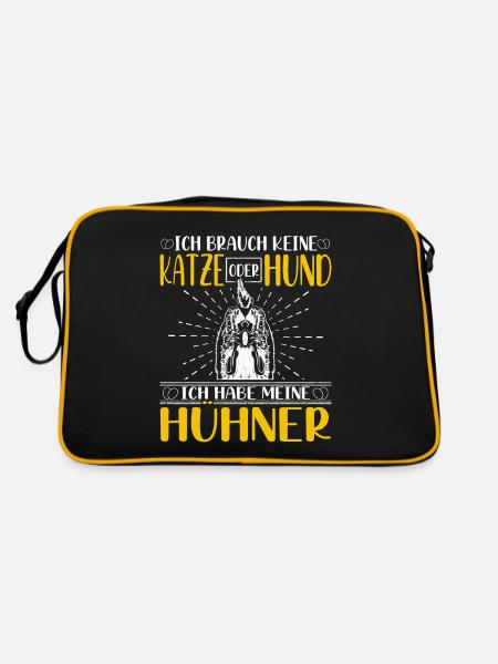 Ich habe meine Hühner Huhn Hühnerbesitzer Geschenk - Retro Tasche - Schwarz/Gold - Hinten