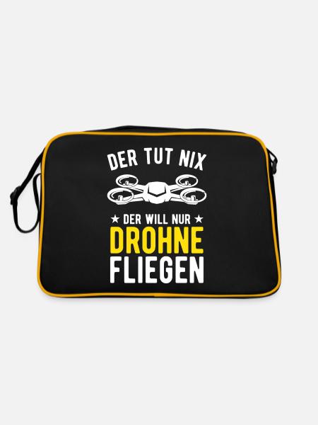 Der Tut Nix Der Will Nur Drohne Fliegen Drohnen - Retro Tasche - Schwarz/Gold