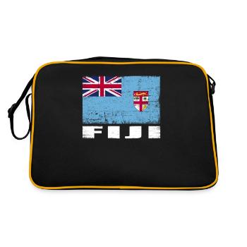 Fiji Flagge Grunge Fiji Fahne - Retro Tasche - Schwarz/Gold - Hinten